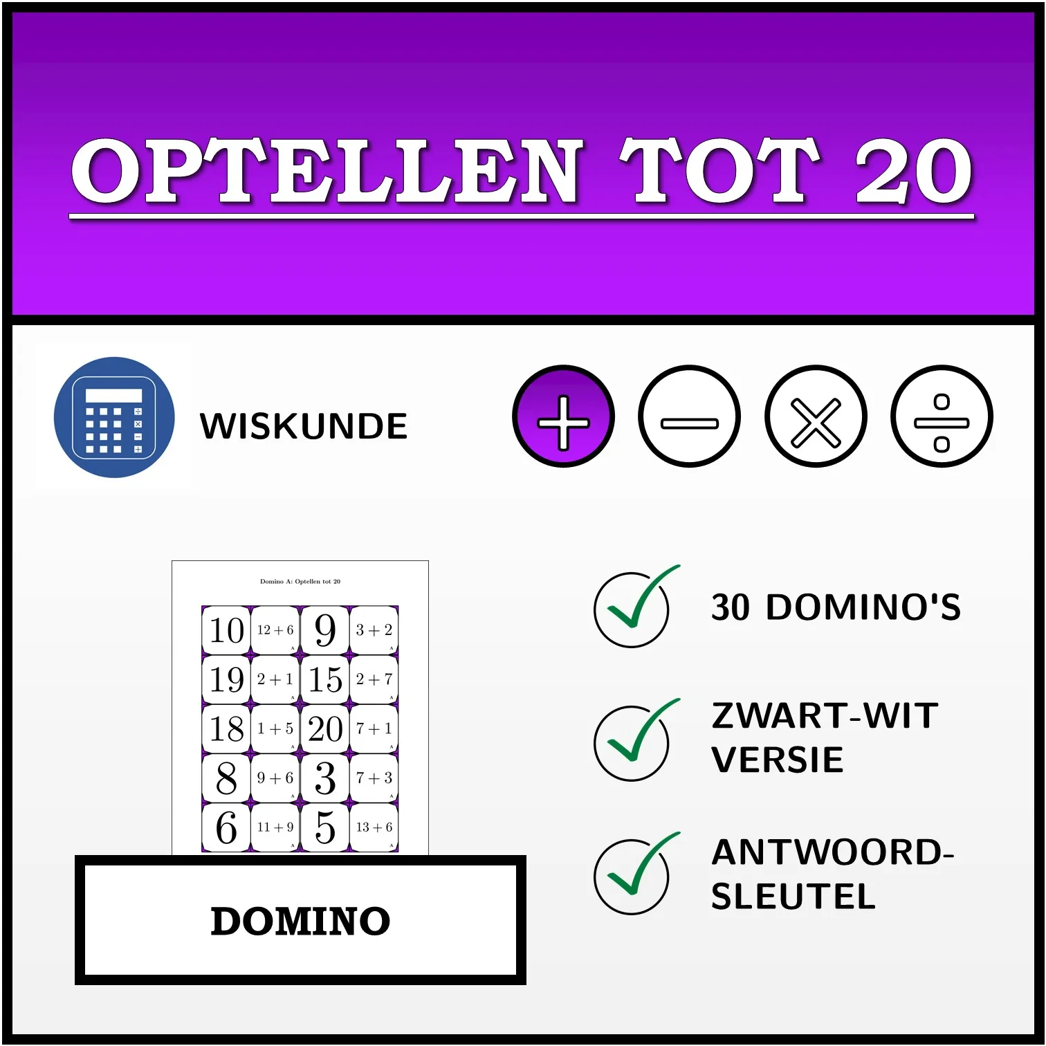 Domino: Optellen tot 20