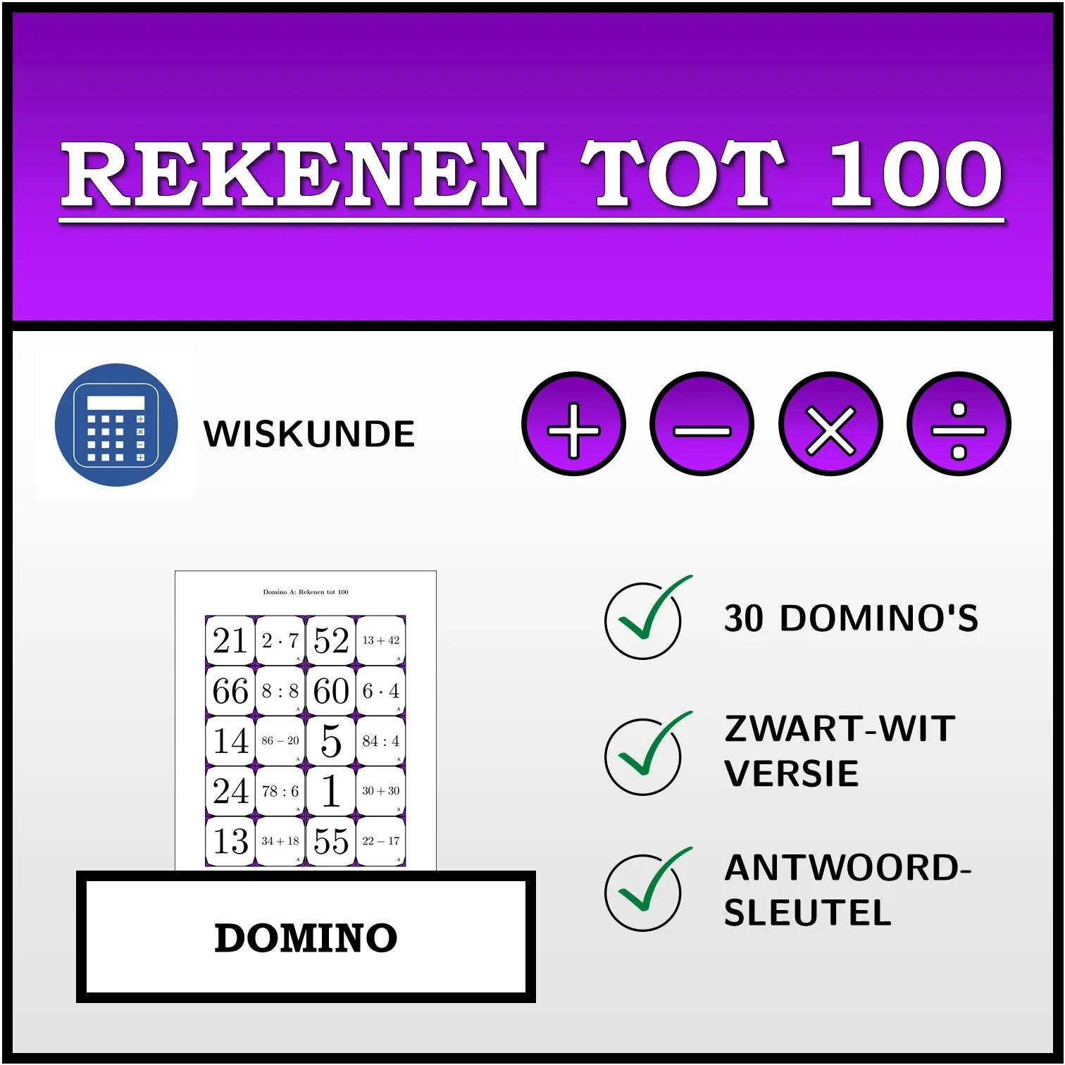 Domino: Rekenen tot 100