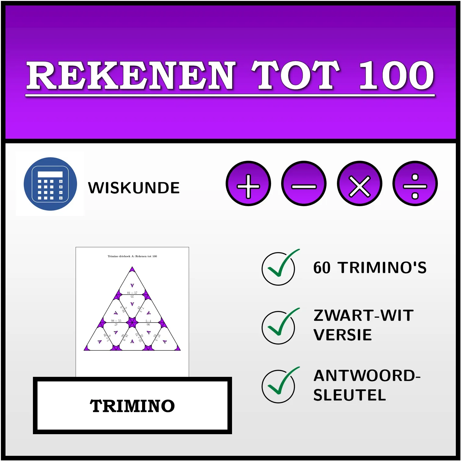 Trimino: Rekenen tot 100