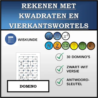 Domino: Rekenen met kwadraten en vierkantswortels