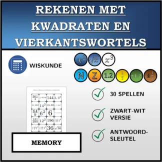 Memory: Rekenen met kwadraten en vierkantswortels