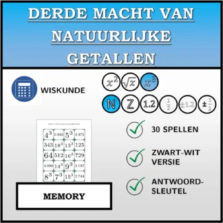 Memory: Derde macht van natuurlijke getallen
