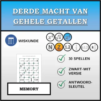 Memory: Derde macht van gehele getallen