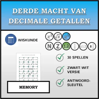 Memory: Derde macht van decimale getallen