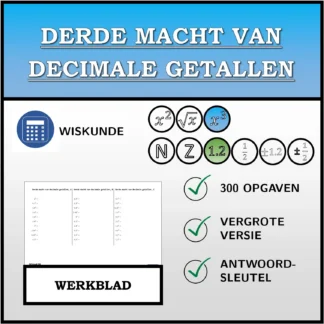Werkblad: Derde macht van decimale getallen