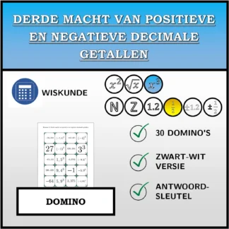 Domino: Derde macht van positieve en negatieve decimale getallen