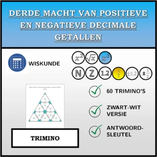 Trimino: Derde macht van positieve en negatieve decimale getallen