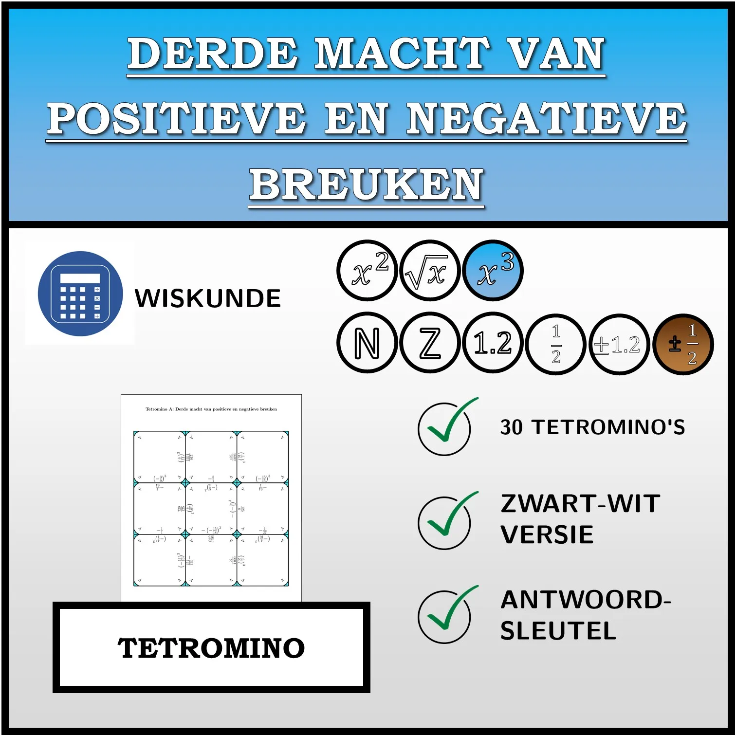 Tetromino: Derde macht van positieve en negatieve breuken