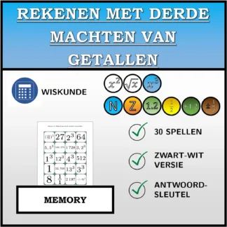Memory: Rekenen met derde machten van getallen
