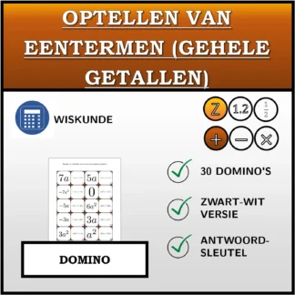 Domino: Optellen van eentermen (gehele getallen)