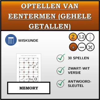 Memory: Optellen van eentermen (gehele getallen)