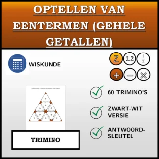 Trimino: Optellen van eentermen (gehele getallen)