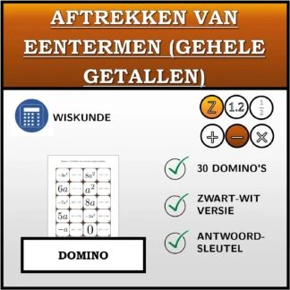 Domino: Aftrekken van eentermen (gehele getallen)