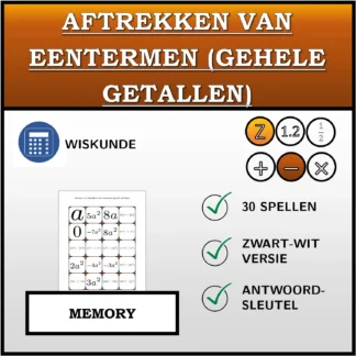 Memory: Aftrekken van eentermen (gehele getallen)