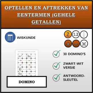 Domino: Optellen en aftrekken van eentermen (gehele getallen)