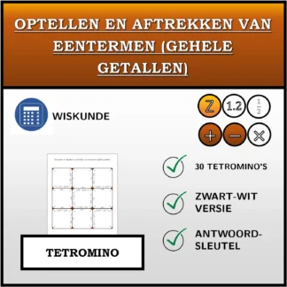Tetromino: Optellen en aftrekken van eentermen (gehele getallen)