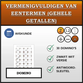 Domino: Vermenigvuldigen van eentermen (gehele getallen)