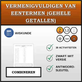 Combineeroefening: Vermenigvuldigen van eentermen (gehele getallen)
