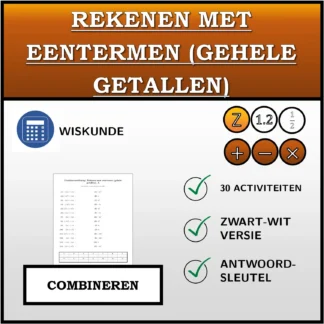 Combineeroefening: Rekenen met eentermen (gehele getallen)