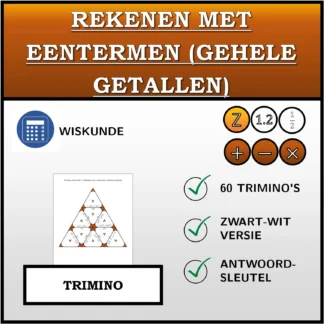 Trimino: Rekenen met eentermen (gehele getallen)