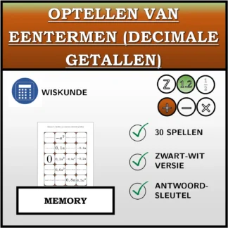 Memory: Optellen van eentermen (decimale getallen)