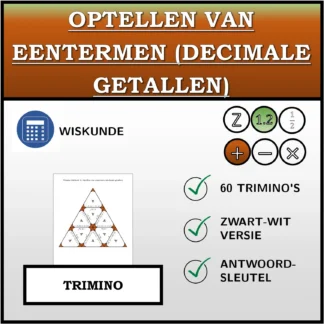 Trimino: Optellen van eentermen (decimale getallen)