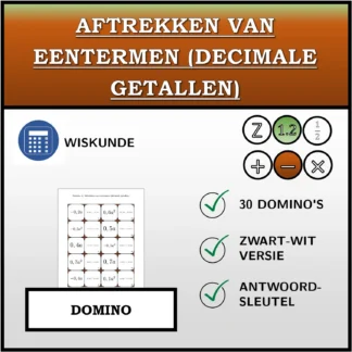 Domino: Aftrekken van eentermen (decimale getallen)