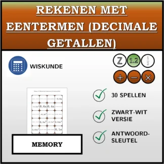 Memory: Rekenen met eentermen (decimale getallen)