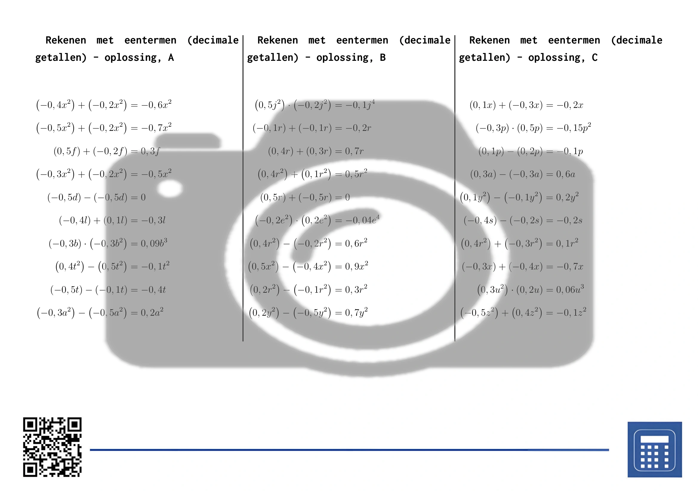 Werkblad: Rekenen met eentermen (decimale getallen) - Afbeelding 4
