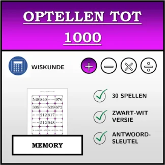 Memory: Optellen tot 1000