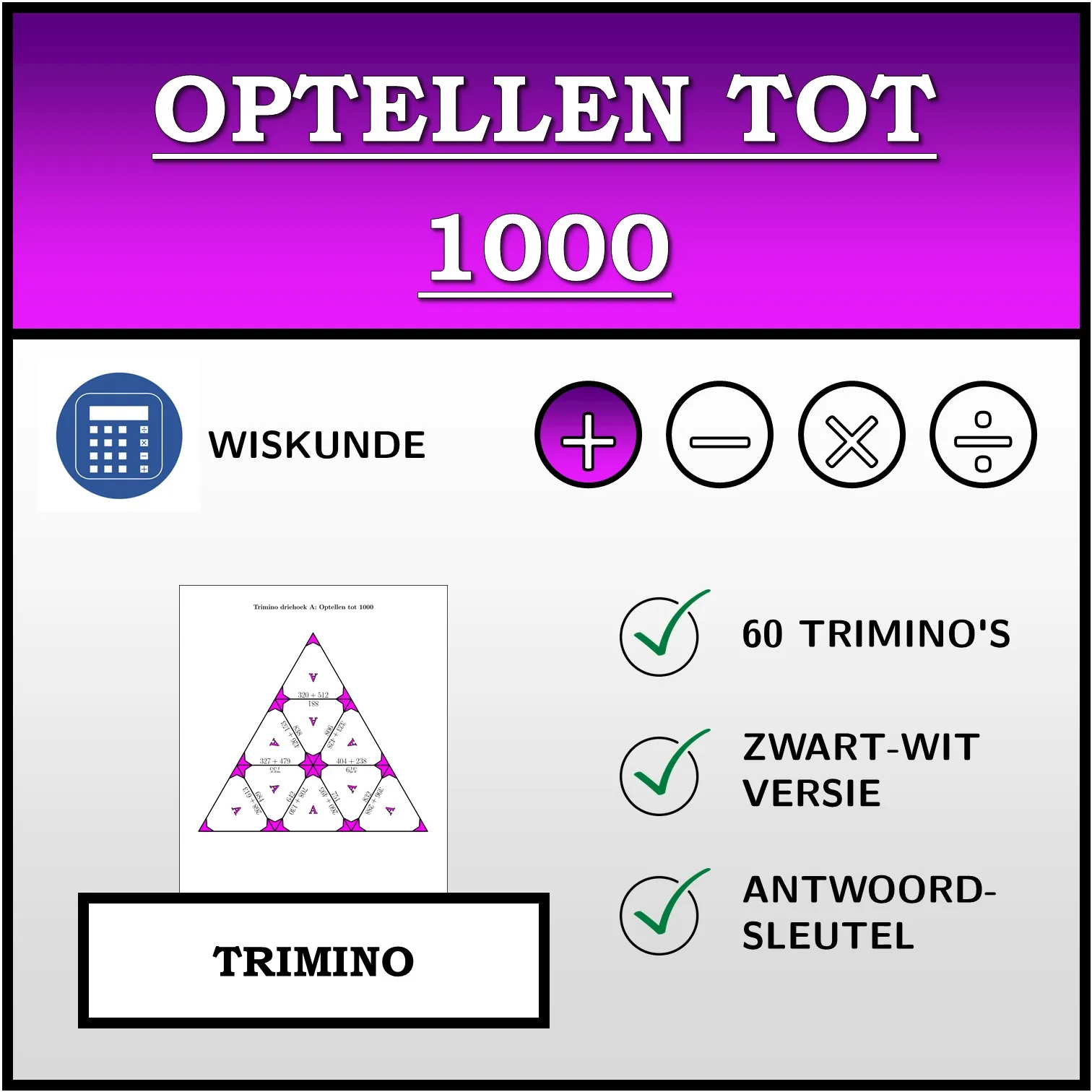 Trimino: Optellen tot 1000