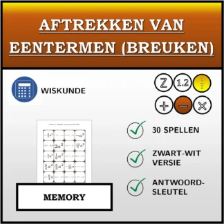 Memory: Aftrekken van eentermen (breuken)