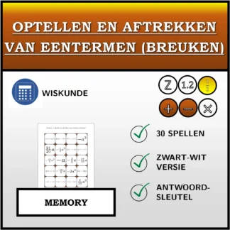 Memory: Optellen en aftrekken van eentermen (breuken)
