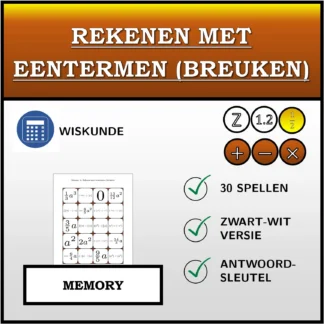 Memory: Rekenen met eentermen (breuken)