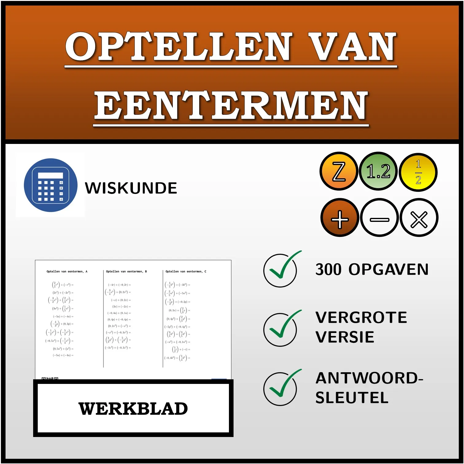 Werkblad: Optellen van eentermen