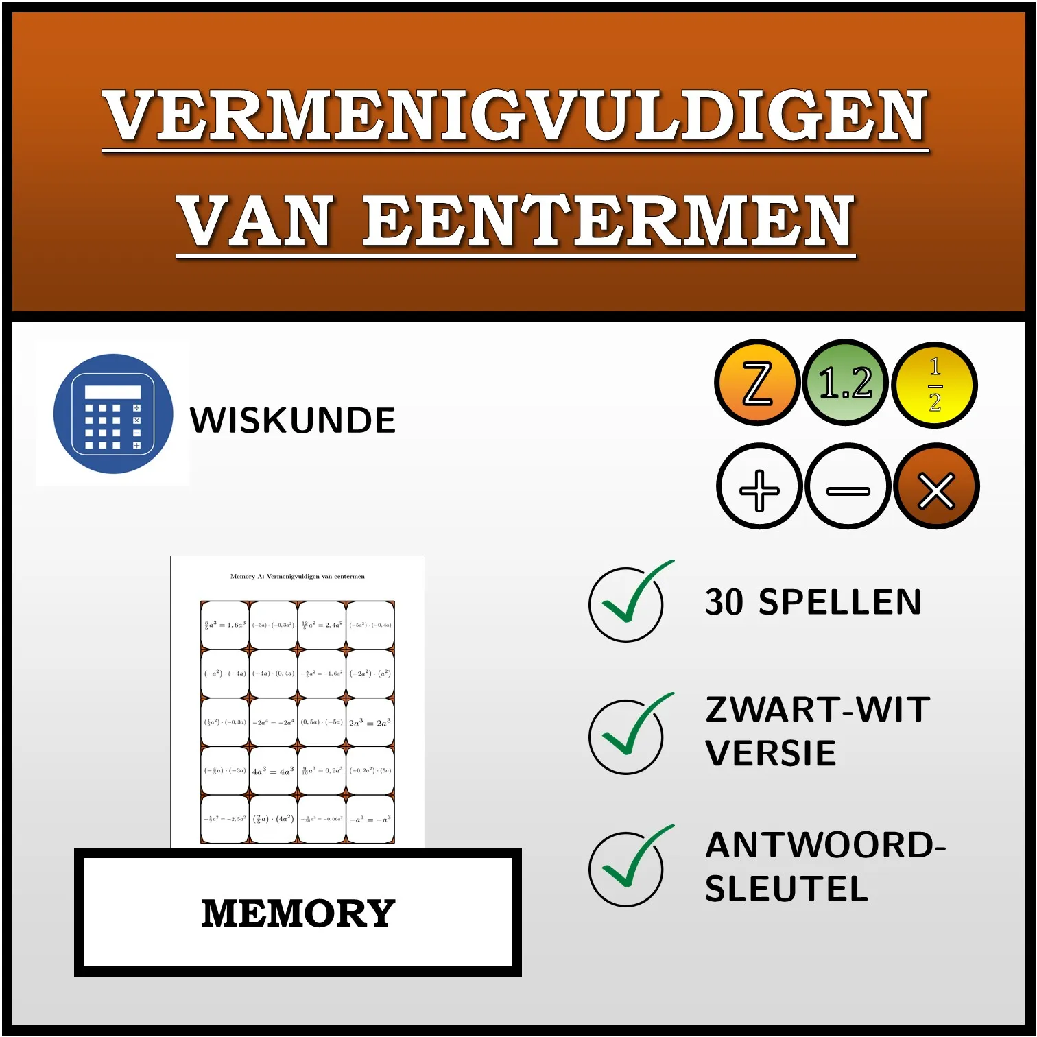 Memory: Vermenigvuldigen van eentermen