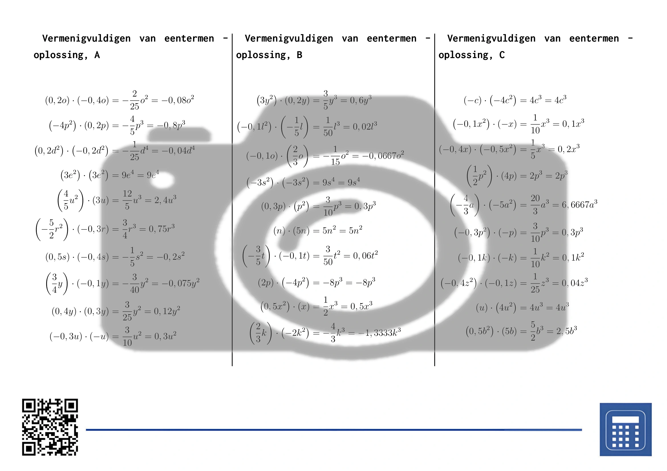Werkblad: Vermenigvuldigen van eentermen - Afbeelding 4
