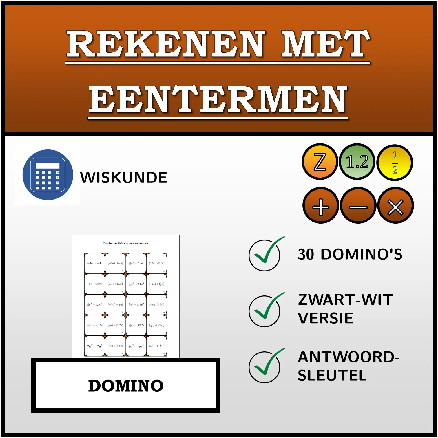 Domino: Rekenen met eentermen