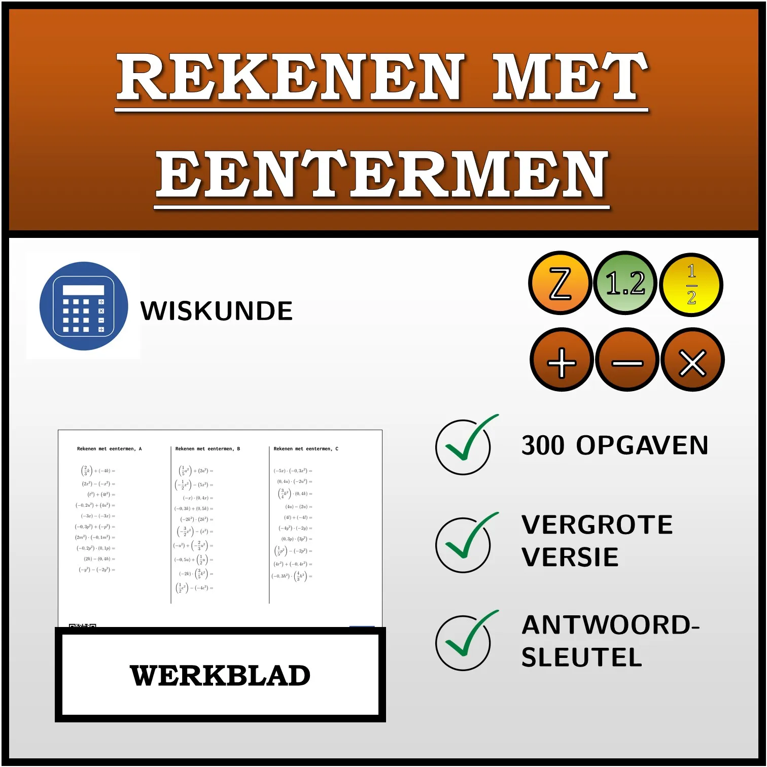 Werkblad: Rekenen met eentermen