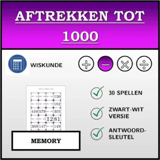 Memory: Aftrekken tot 1000