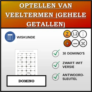 Domino: Optellen van veeltermen (gehele getallen)