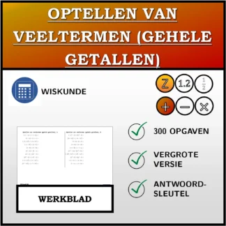 Werkblad: Optellen van veeltermen (gehele getallen)