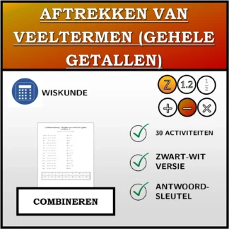 Combineeroefening: Aftrekken van veeltermen (gehele getallen)