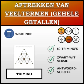 Trimino: Aftrekken van veeltermen (gehele getallen)