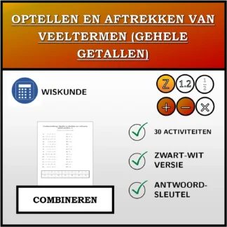 Combineeroefening: Optellen en aftrekken van veeltermen (gehele getallen)