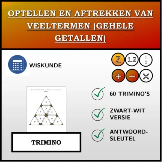 Trimino: Optellen en aftrekken van veeltermen (gehele getallen)