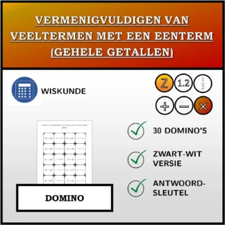 Domino: Vermenigvuldigen van veeltermen met een eenterm (gehele getallen)