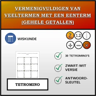 Tetromino: Vermenigvuldigen van veeltermen met een eenterm (gehele getallen)