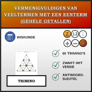 Trimino: Vermenigvuldigen van veeltermen met een eenterm (gehele getallen)