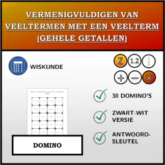 Domino: Vermenigvuldigen van veeltermen met een veelterm (gehele getallen)
